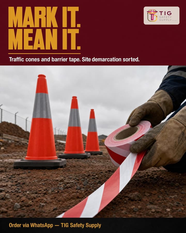 TIG Safety Supply: cones and barrier tape